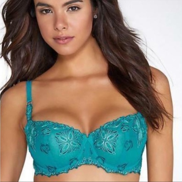 CHANTELLE CHAMPS ELYSEES LACE UNLINED DEMI BRA  style# 2605  peacock  US/UK 32C - Picture 1 of 10